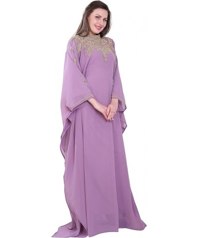 Women Kaftan Farasha Long Maxi Dress Long Sleeves Ethnic, Bridal, Evening, Party, Dress with Free Scarf Lavender $33.52 Dresses