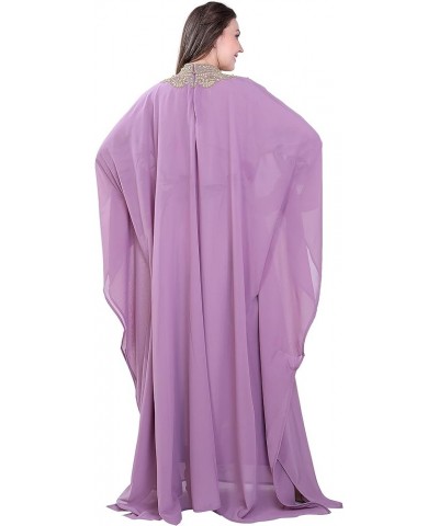 Women Kaftan Farasha Long Maxi Dress Long Sleeves Ethnic, Bridal, Evening, Party, Dress with Free Scarf Lavender $33.52 Dresses