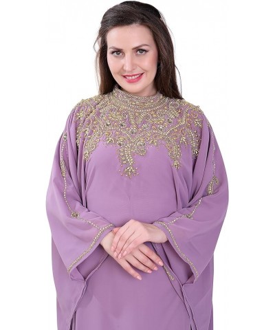 Women Kaftan Farasha Long Maxi Dress Long Sleeves Ethnic, Bridal, Evening, Party, Dress with Free Scarf Lavender $33.52 Dresses