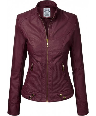 CTC Womens Dressy Vegan Leather Biker Jacket Wjc747_wine $28.02 Coats