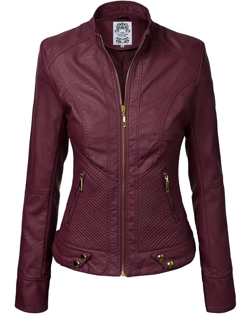 CTC Womens Dressy Vegan Leather Biker Jacket Wjc747_wine $28.02 Coats