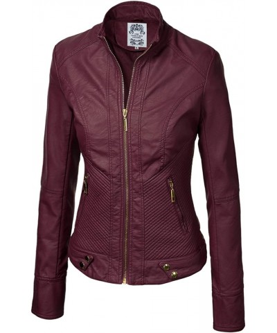 CTC Womens Dressy Vegan Leather Biker Jacket Wjc747_wine $28.02 Coats