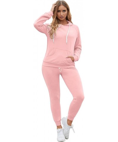 Women Pullover Hoodie Pockets Sweatpants Sport Jogger Sweatsuit 01-pink $24.00 Activewear