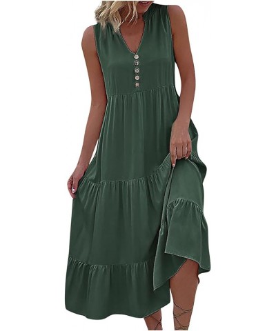 Travel Fitted Tunic Dress Womens Pleated Comfort Solid Evening Dress Tunic Thin Spring V Neck Sleeveless 01-green $13.94 Dresses