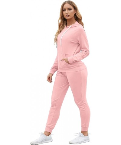 Women Pullover Hoodie Pockets Sweatpants Sport Jogger Sweatsuit 01-pink $24.00 Activewear