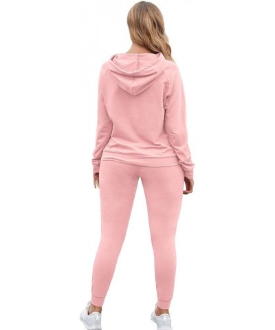 Women Pullover Hoodie Pockets Sweatpants Sport Jogger Sweatsuit 01-pink $24.00 Activewear