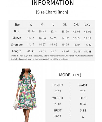 Women's Wrap Dress 3/4 Sleeve Midi Dress for Women V Neck Casual A-Line Dresses with Pockets and Belt 1-lime Green $19.36 Dre...