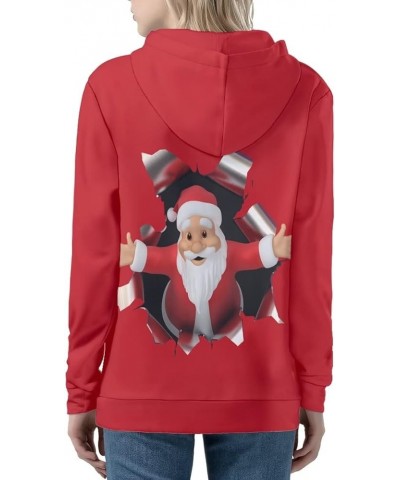 Women's Full-Zip Hoodie Women Hooded Sweatshirt Long Sleeve with Pocket Drawstring Santa Claus $23.39 Hoodies & Sweatshirts