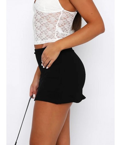 Women's Casual Elastic Waisted Slit Hem A-Line Summer Bodycon Short Mini Skirt Black $12.00 Skirts