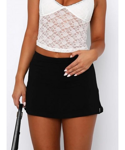 Women's Casual Elastic Waisted Slit Hem A-Line Summer Bodycon Short Mini Skirt Black $12.00 Skirts