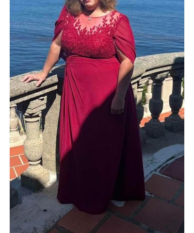 Mother of The Bride Dresses Pleated Sequins Plus Size Formal Evening Dress Lace Appliques Long Chiffon Evening Dress Scoop Co...