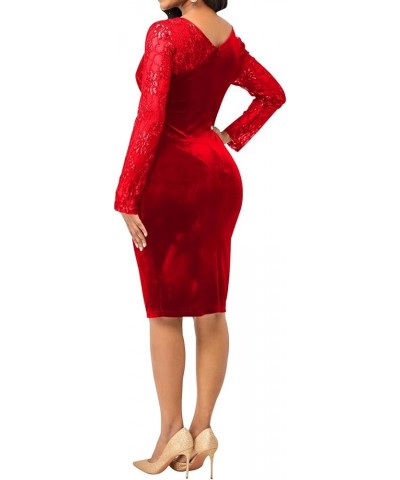 Bodycon Off Shoulder Midi Dresses for Women Casual Ruched Short Sleeve Split Club Party Mini Dress A-red $19.37 Dresses