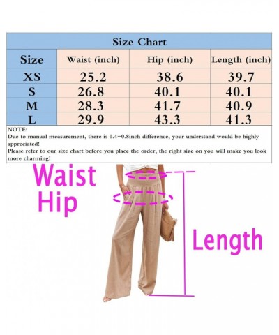 Linen Wide Leg Palazzo Pants for Women Smocked High Waisted Loose Fit Flowy Pants Casual Summer Lounge Trousers with Pockets ...