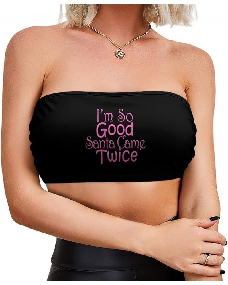 BITE ME Women's Sexy Crop Top Sleeveless Stretchy Solid Strapless Tube Top Funny-22 $7.50 Tanks