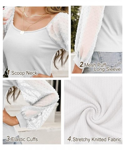 Women's Summer Shirts Casual Loose T-Shirts Blouses Tops Mesh Sleeve Tops-white $9.90 T-Shirts