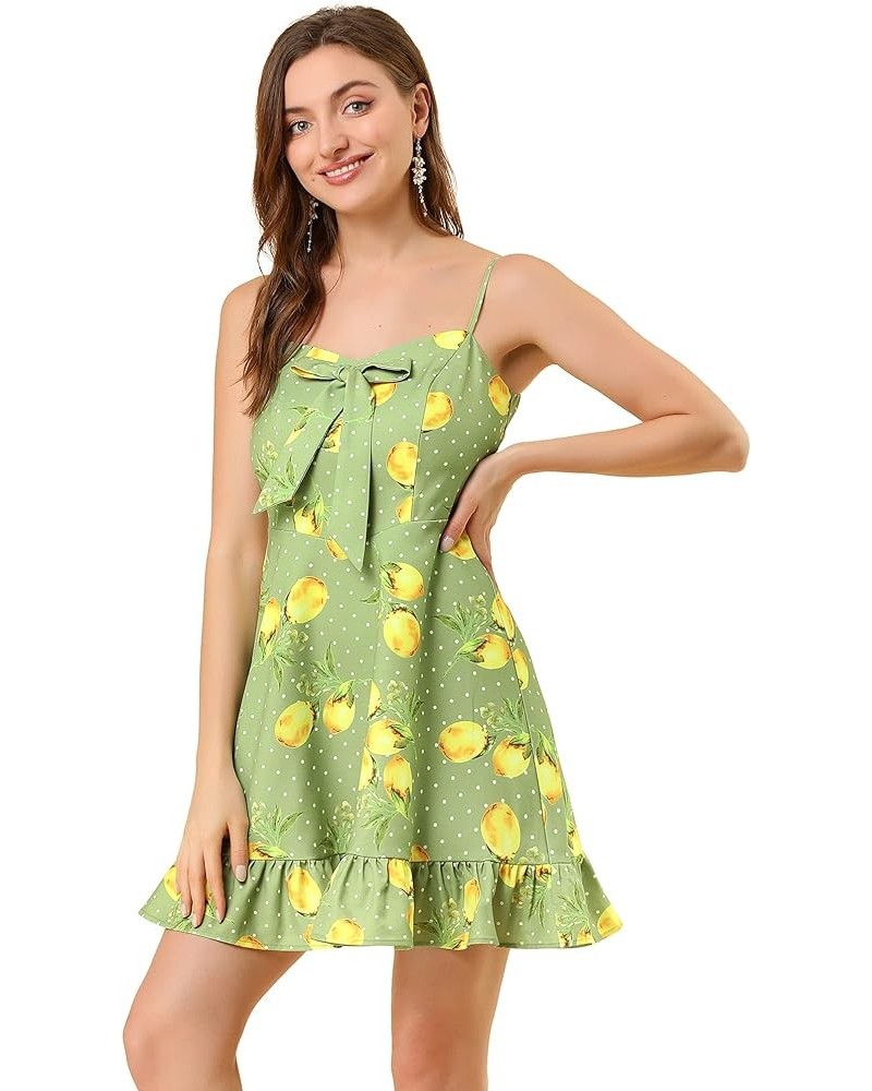 Women's Spaghetti Strap Floral Dress Ruffle Hem Casual Summer Beach Mini Dress Sundress Green $21.65 Dresses