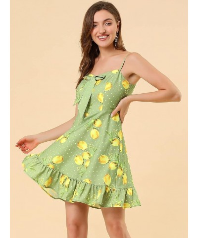 Women's Spaghetti Strap Floral Dress Ruffle Hem Casual Summer Beach Mini Dress Sundress Green $21.65 Dresses