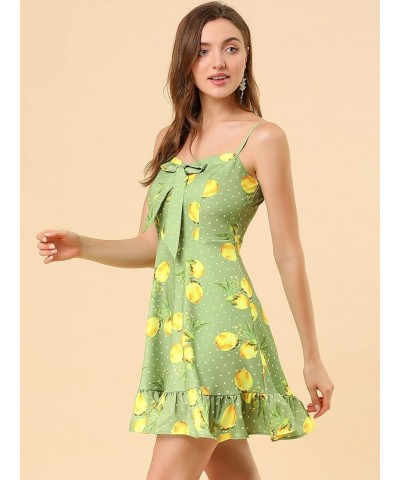 Women's Spaghetti Strap Floral Dress Ruffle Hem Casual Summer Beach Mini Dress Sundress Green $21.65 Dresses