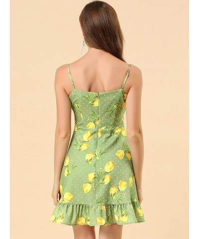 Women's Spaghetti Strap Floral Dress Ruffle Hem Casual Summer Beach Mini Dress Sundress Green $21.65 Dresses