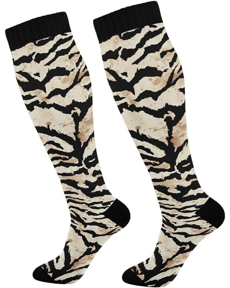 Women's Knee High Socks Compression Socks Unisex Casual Athletic Tube Sock Outdoor Sport Socks For Hiking Travel Tiger Leopar...