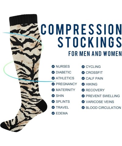 Women's Knee High Socks Compression Socks Unisex Casual Athletic Tube Sock Outdoor Sport Socks For Hiking Travel Tiger Leopar...