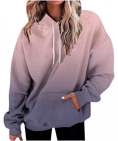 Womens Cute Sweatshirt Gradient Print Long Sleeve Drawstring Hoodies Pullover Oversized Y2K Tops Fashion Clothes with Pocket ...