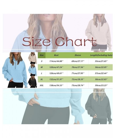 Half Zip Sweatshirts Cropped Hoodies Women Long Sleeve Oversized Pullover Hoodies Casual Fall Clothes with Pocket A02-light B...