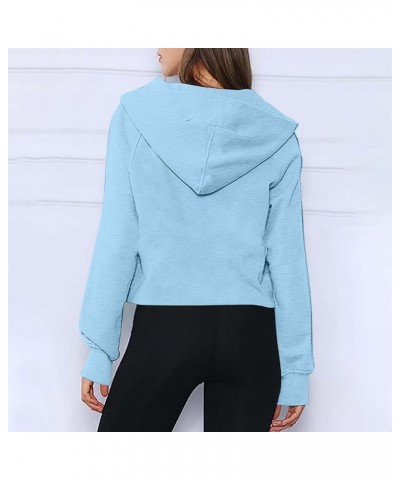 Half Zip Sweatshirts Cropped Hoodies Women Long Sleeve Oversized Pullover Hoodies Casual Fall Clothes with Pocket A02-light B...