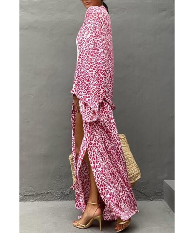 Women Long Cardigan Nightgown Roomy Homewear Oversized Maxi Kimono Cover Ups Robes E Red $15.89 Swimsuits