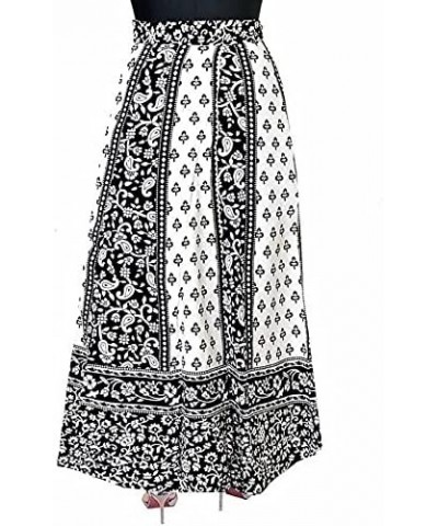 Cotton Women's Long Wrap Around Skirt Jaipuri Printed (Free Size Upto 44-XXL) White $14.81 Skirts