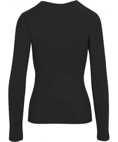 Women's Long Sleeve Stretch Cotton Slim Fit Lightweight Basic T-Shirt V-neck Black $10.19 T-Shirts