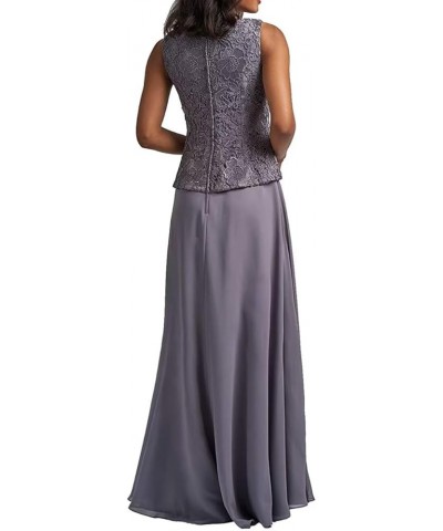 2 Piece Plus Size Mother of The Bride Dress with Jacket Long Chiffon Wedding Guest Formal Party Dresses for Mom Purple $37.50...