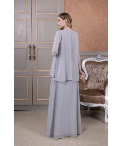 2 Piece Plus Size Mother of The Bride Dress with Jacket Long Chiffon Wedding Guest Formal Party Dresses for Mom Purple $37.50...