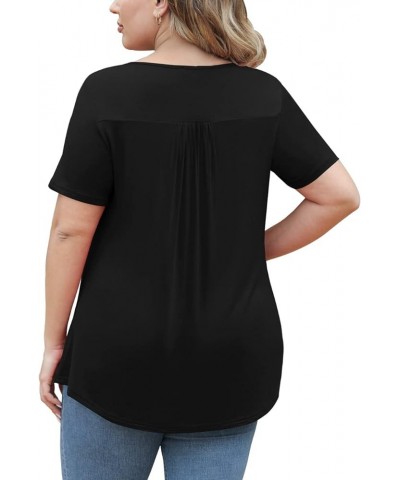 Women's Plus Size Tops Casual Blouse Short Sleeve Lace Crochet Tunic Tops, M-4XL Black $17.64 Tops