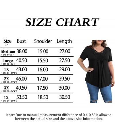 Women's Plus Size Tops Casual Blouse Short Sleeve Lace Crochet Tunic Tops, M-4XL Black $17.64 Tops