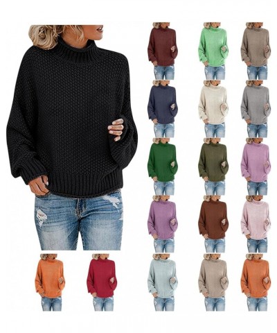 Women's 2023 Winter Fall Turtleneck Cozy Chunky Knit Sweater Batwing Oversized Long Sleeve Thick Casual Loose Pullover Tops B...