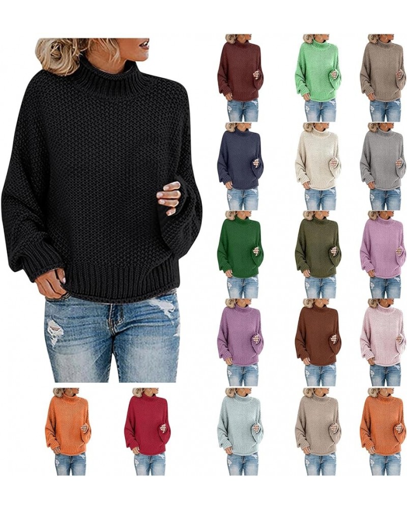 Women's 2023 Winter Fall Turtleneck Cozy Chunky Knit Sweater Batwing Oversized Long Sleeve Thick Casual Loose Pullover Tops B...