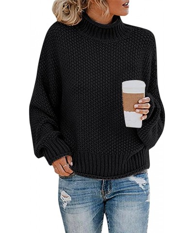 Women's 2023 Winter Fall Turtleneck Cozy Chunky Knit Sweater Batwing Oversized Long Sleeve Thick Casual Loose Pullover Tops B...