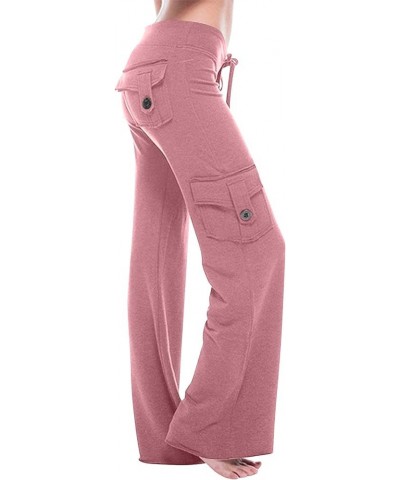 High Waists Cargo Pants for Women Plus Size Workout Leggings Stretchy Bootcut Wide Leg Yoga Gym Loose Pants Pink_01 $8.26 Pants