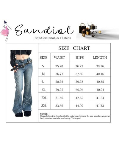 Womens Flare Jeans Y2K Butterfly Low Rise Jeans Vintage Grunge Distressed Vintage Baggy Pants 01-black Butterfly $19.94 Jeans