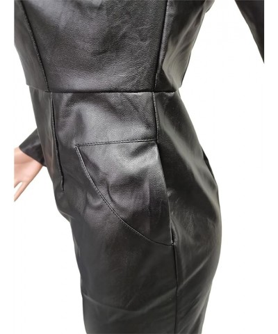 Women's Pu Leather Sleeveless Bodycon Pencil Party Bandage Dress Black23 $15.07 Dresses