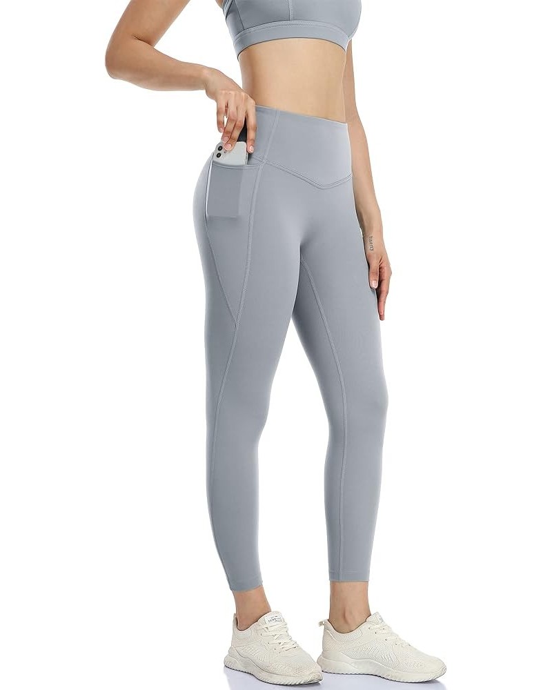 Yoga Pants for Women - High Waisted Workout Leggings with Pockets, Athletic Capris Exercise Tights Grey $11.88 Activewear