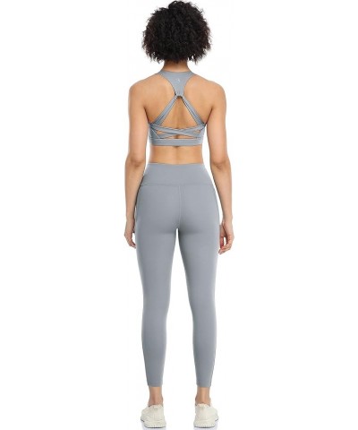 Yoga Pants for Women - High Waisted Workout Leggings with Pockets, Athletic Capris Exercise Tights Grey $11.88 Activewear