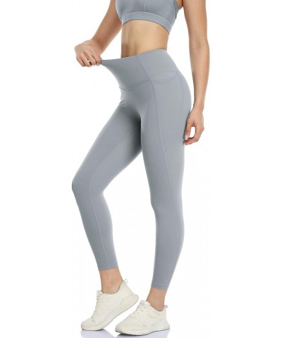 Yoga Pants for Women - High Waisted Workout Leggings with Pockets, Athletic Capris Exercise Tights Grey $11.88 Activewear