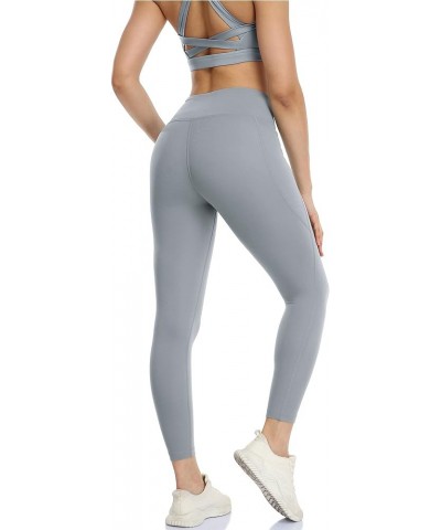 Yoga Pants for Women - High Waisted Workout Leggings with Pockets, Athletic Capris Exercise Tights Grey $11.88 Activewear