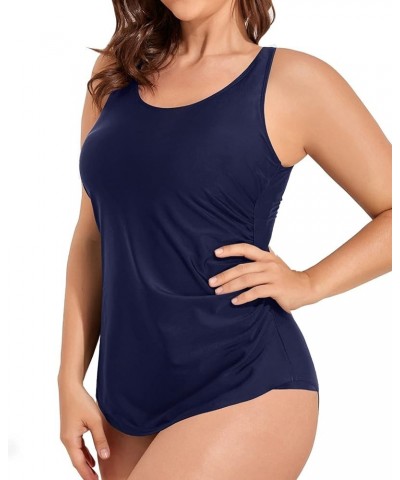 Plus Size Sarong One Piece Swimsuit for Women Tummy Control Bathing Suit Ruched Backless Swimwear Navy Blue $20.09 Swimsuits