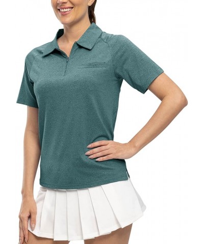 Women's Polo Shirts Short Sleeve UPF 50+ Zip Up Athletic Golf T Shirts Quick Dry Lightweight Tennis Sports Shirt Blue $10.75 ...