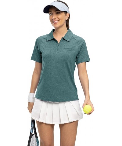 Women's Polo Shirts Short Sleeve UPF 50+ Zip Up Athletic Golf T Shirts Quick Dry Lightweight Tennis Sports Shirt Blue $10.75 ...