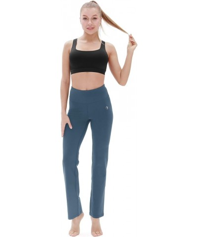 Bootcut Yoga Pants for Women - Tummy Control Workout Athletic Exercise Gym Leggings Dusty Blue $15.07 Activewear