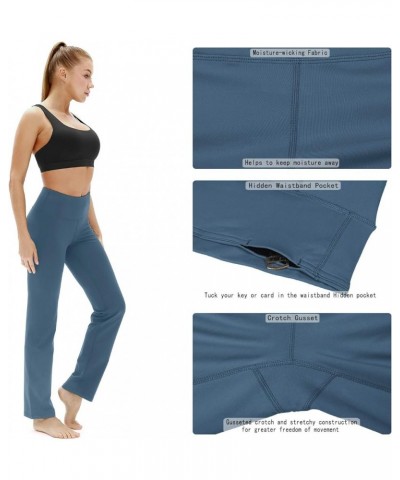 Bootcut Yoga Pants for Women - Tummy Control Workout Athletic Exercise Gym Leggings Dusty Blue $15.07 Activewear